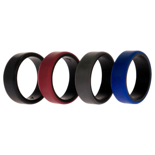 Silicone Wedding 2Layer Beveled 8mm Ring Set - Bordeaux by ROQ for Men - 4 x 11 mm Ring