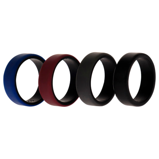 Silicone Wedding 2Layer Beveled 8mm Ring Set - Bordeaux by ROQ for Men - 4 x 12 mm Ring