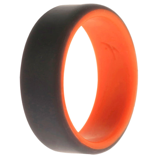 Silicone Wedding 2Layer Beveled 8mm Ring - Orange-Grey by ROQ for Men - 10 mm Ring