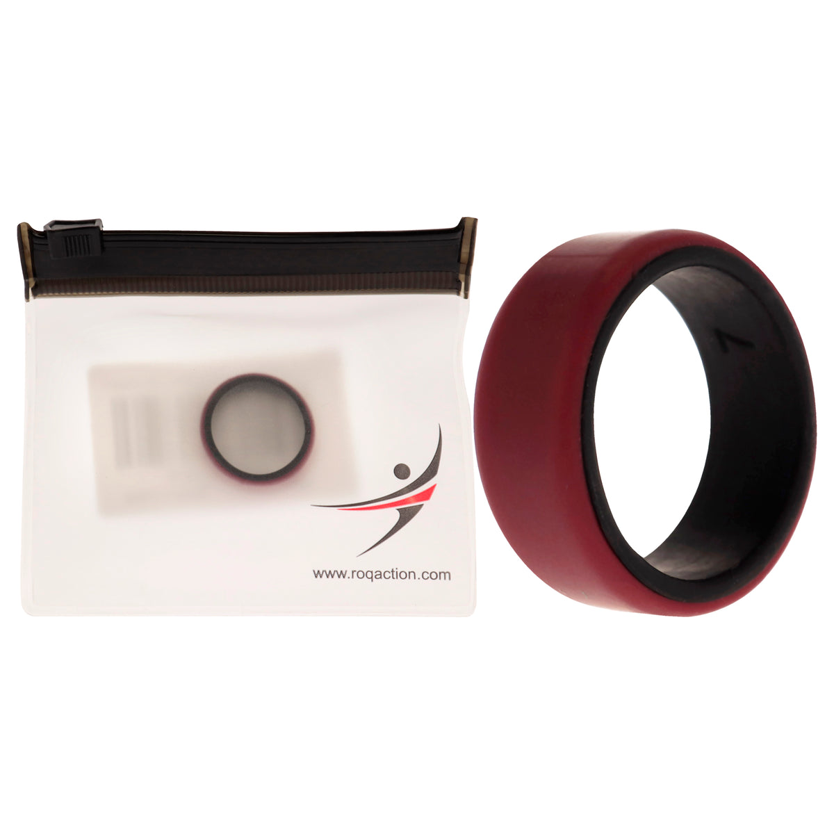 Silicone Wedding 2Layer Beveled 8mm Ring - Bordeaux by ROQ for Men - 7 mm Ring