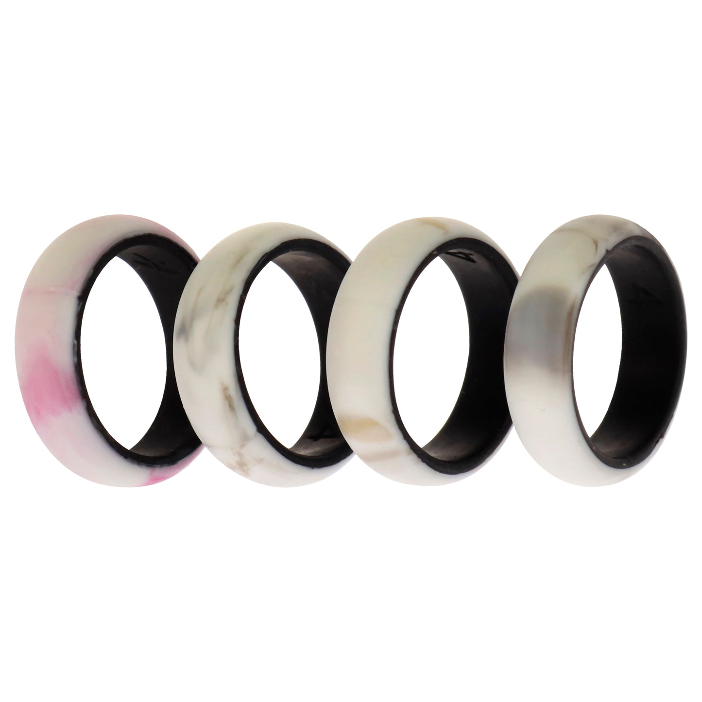 Silicone Wedding 2Layer Ring Set - Bordo-Marble by ROQ for Women - 4 x 4 mm Ring