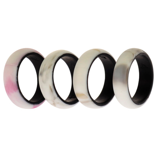 Silicone Wedding 2Layer Ring Set - Bordo-Marble by ROQ for Women - 4 x 4 mm Ring