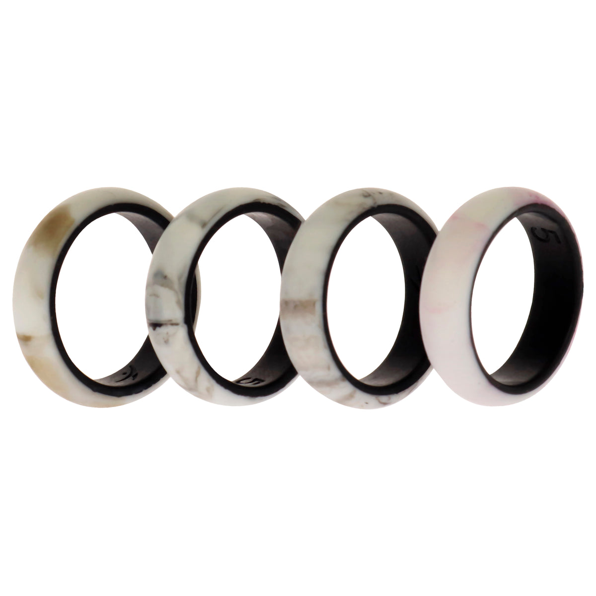 Silicone Wedding 2Layer Ring Set - Bordo-Marble by ROQ for Women - 4 x 5 mm Ring