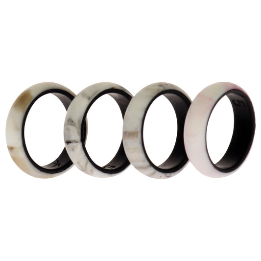 Silicone Wedding 2Layer Ring Set - Bordo-Marble by ROQ for Women - 4 x 5 mm Ring