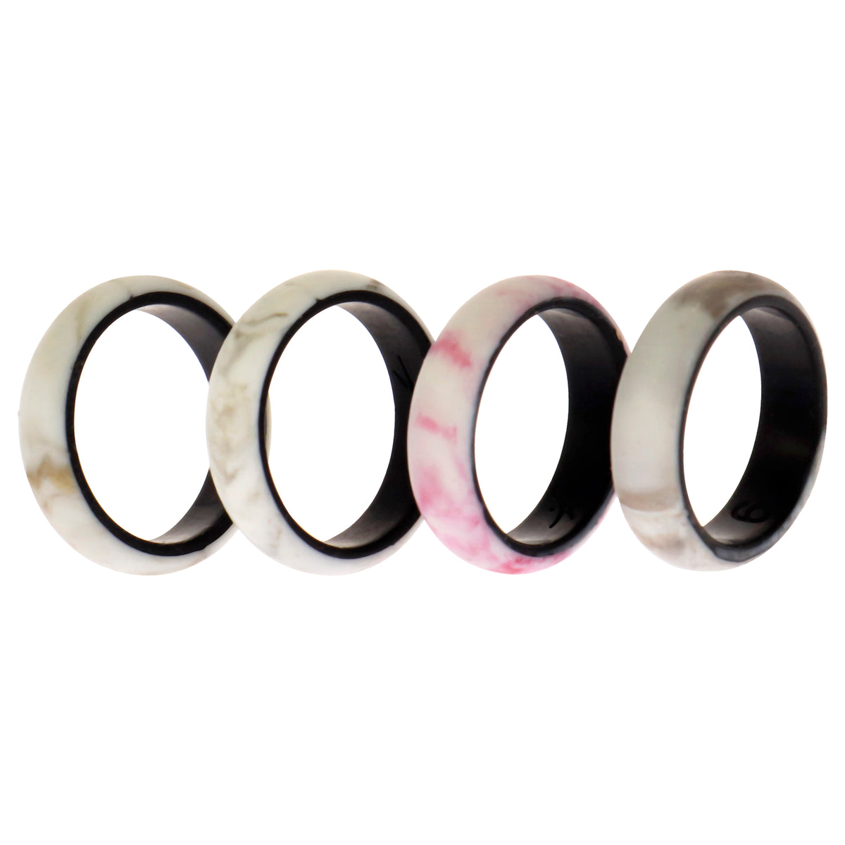Silicone Wedding 2Layer Ring Set - Bordo-Marble by ROQ for Women - 4 x 6 mm Ring