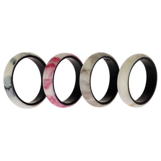Silicone Wedding 2Layer Ring Set - Bordo-Marble by ROQ for Women - 4 x 9 mm Ring