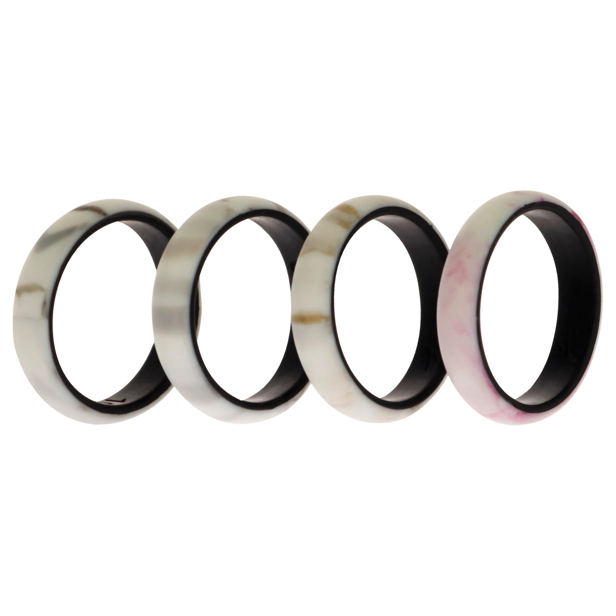 Silicone Wedding 2Layer Ring Set - Bordo-Marble by ROQ for Women - 4 x 10 mm Ring