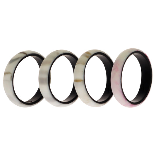 Silicone Wedding 2Layer Ring Set - Bordo-Marble by ROQ for Women - 4 x 10 mm Ring