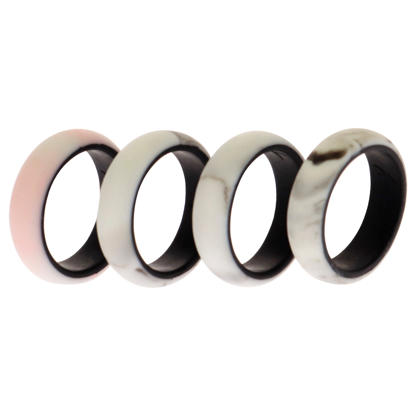 Silicone Wedding 2Layer Ring Set - Marbles by ROQ for Women - 4 x 4 mm Ring