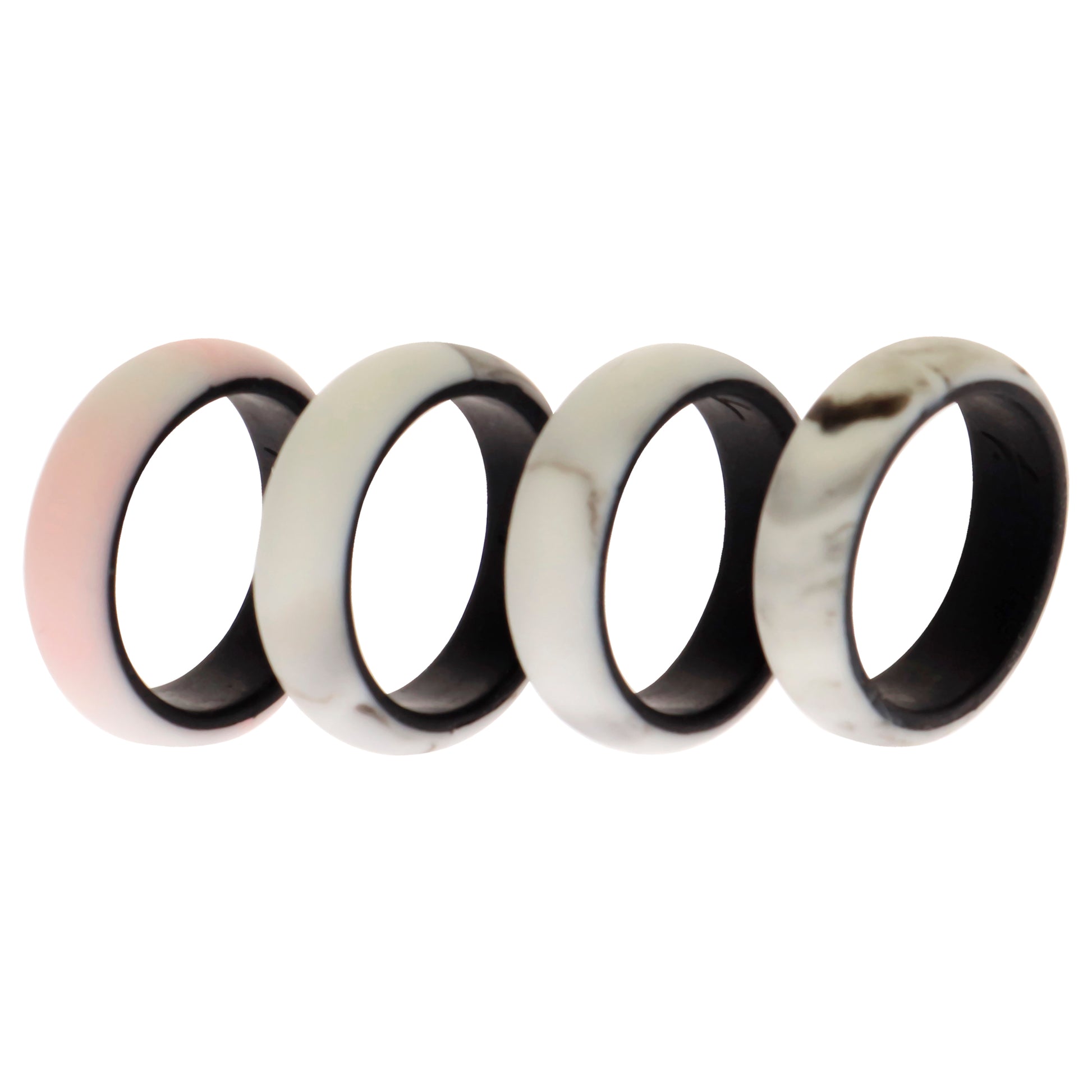 Silicone Wedding 2Layer Ring Set - Marbles by ROQ for Women - 4 x 4 mm Ring