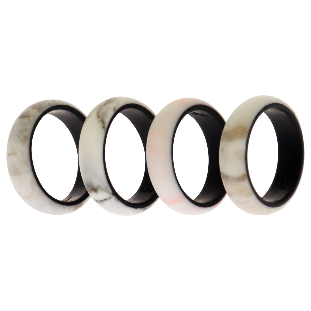 Silicone Wedding 2Layer Ring Set - Marbles by ROQ for Women - 4 x 6 mm Ring