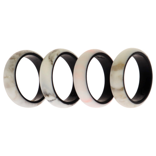 Silicone Wedding 2Layer Ring Set - Marbles by ROQ for Women - 4 x 6 mm Ring