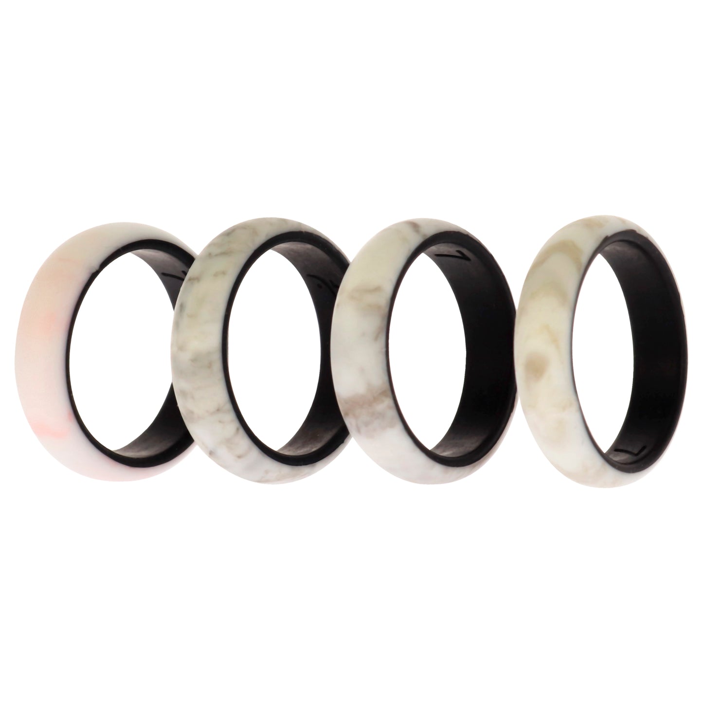 Silicone Wedding 2Layer Ring Set - Marbles by ROQ for Women - 4 x 7 mm Ring