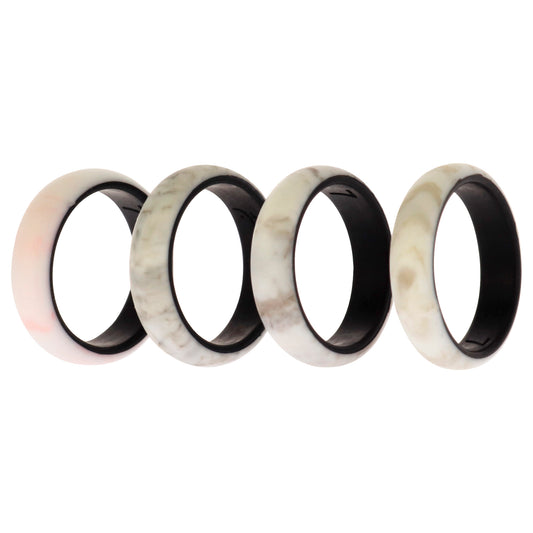 Silicone Wedding 2Layer Ring Set - Marbles by ROQ for Women - 4 x 7 mm Ring