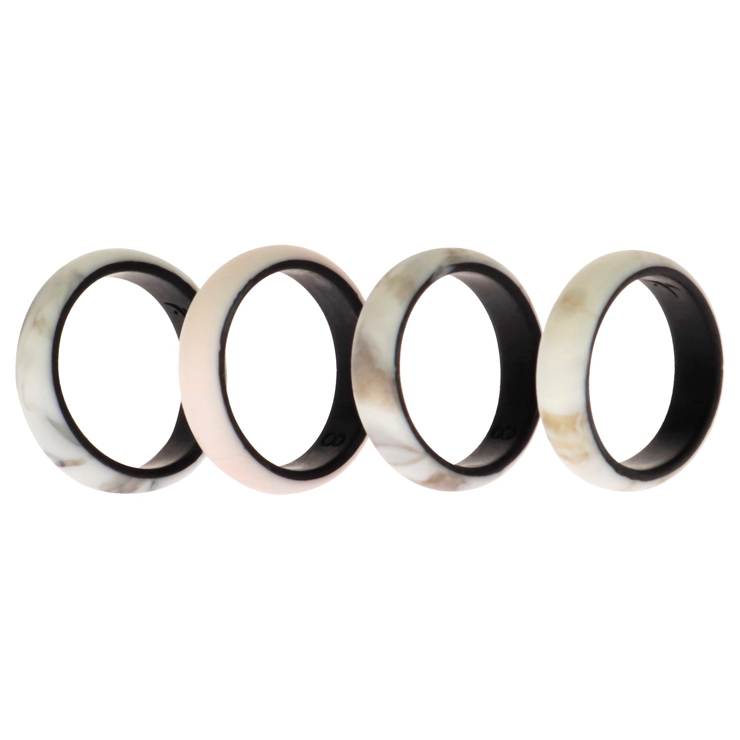 Silicone Wedding 2Layer Ring Set - Marbles by ROQ for Women - 4 x 8 mm Ring