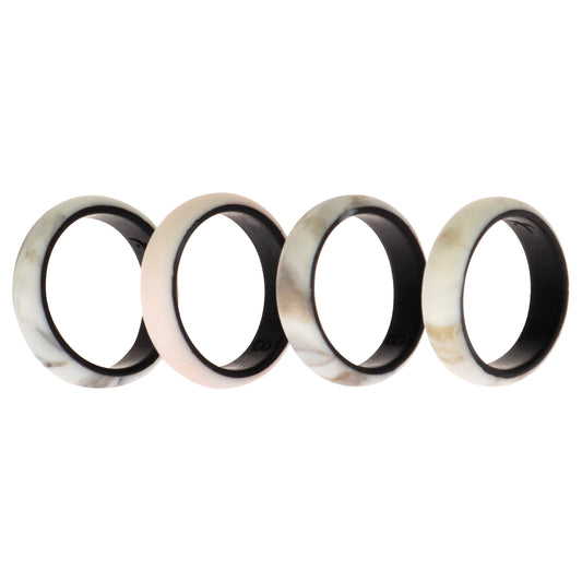 Silicone Wedding 2Layer Ring Set - Marbles by ROQ for Women - 4 x 8 mm Ring