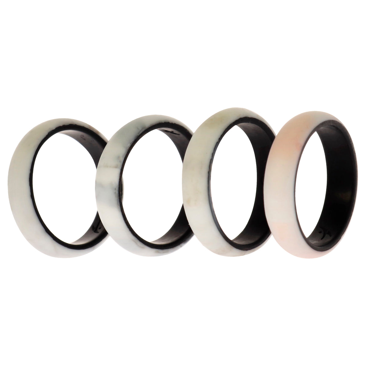 Silicone Wedding 2Layer Ring Set - Marbles by ROQ for Women - 4 x 9 mm Ring