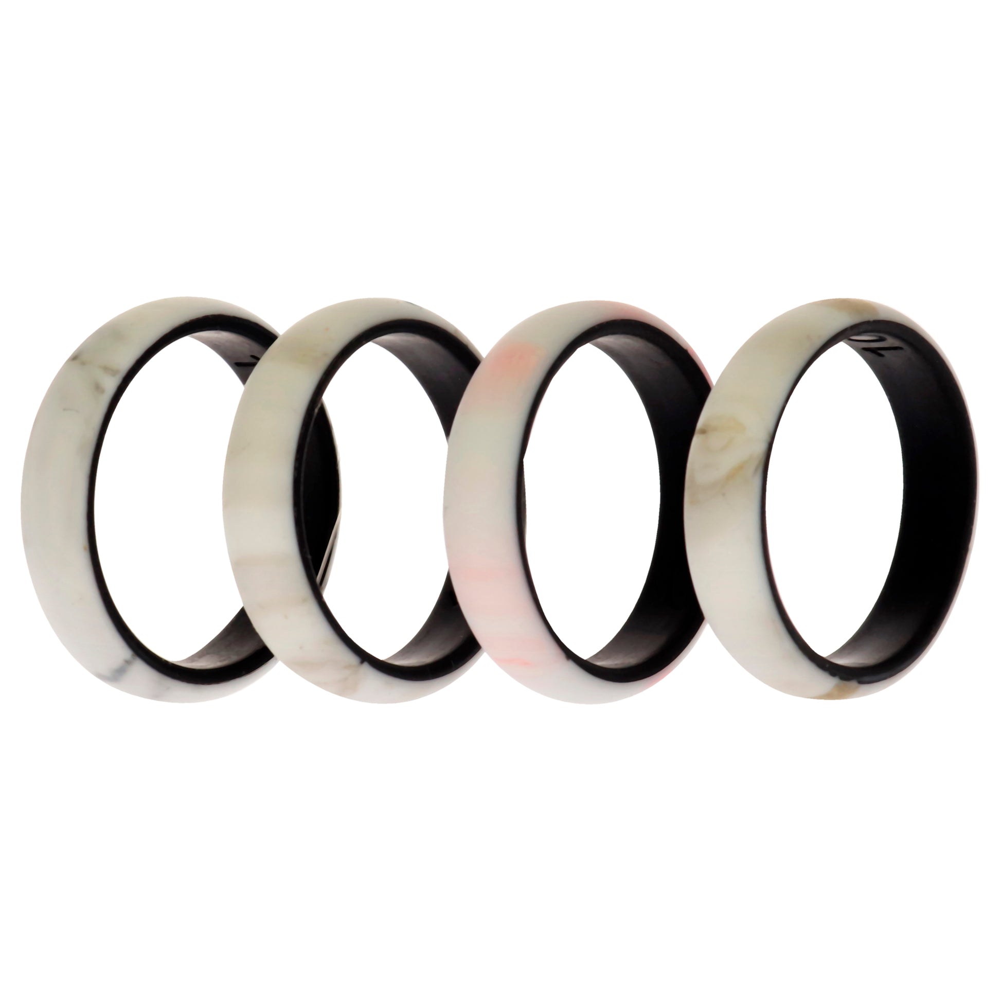 Silicone Wedding 2Layer Ring Set - Marbles by ROQ for Women - 4 x 10 mm Ring