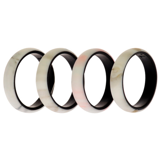Silicone Wedding 2Layer Ring Set - Marbles by ROQ for Women - 4 x 10 mm Ring