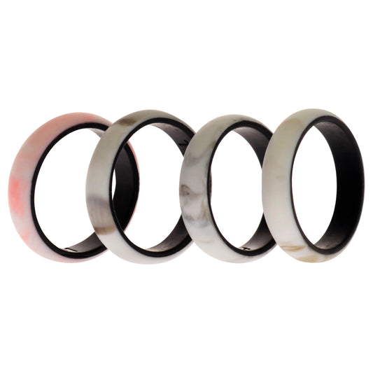 Silicone Wedding 2Layer Ring Set - Marbles by ROQ for Women - 4 x 11 mm Ring