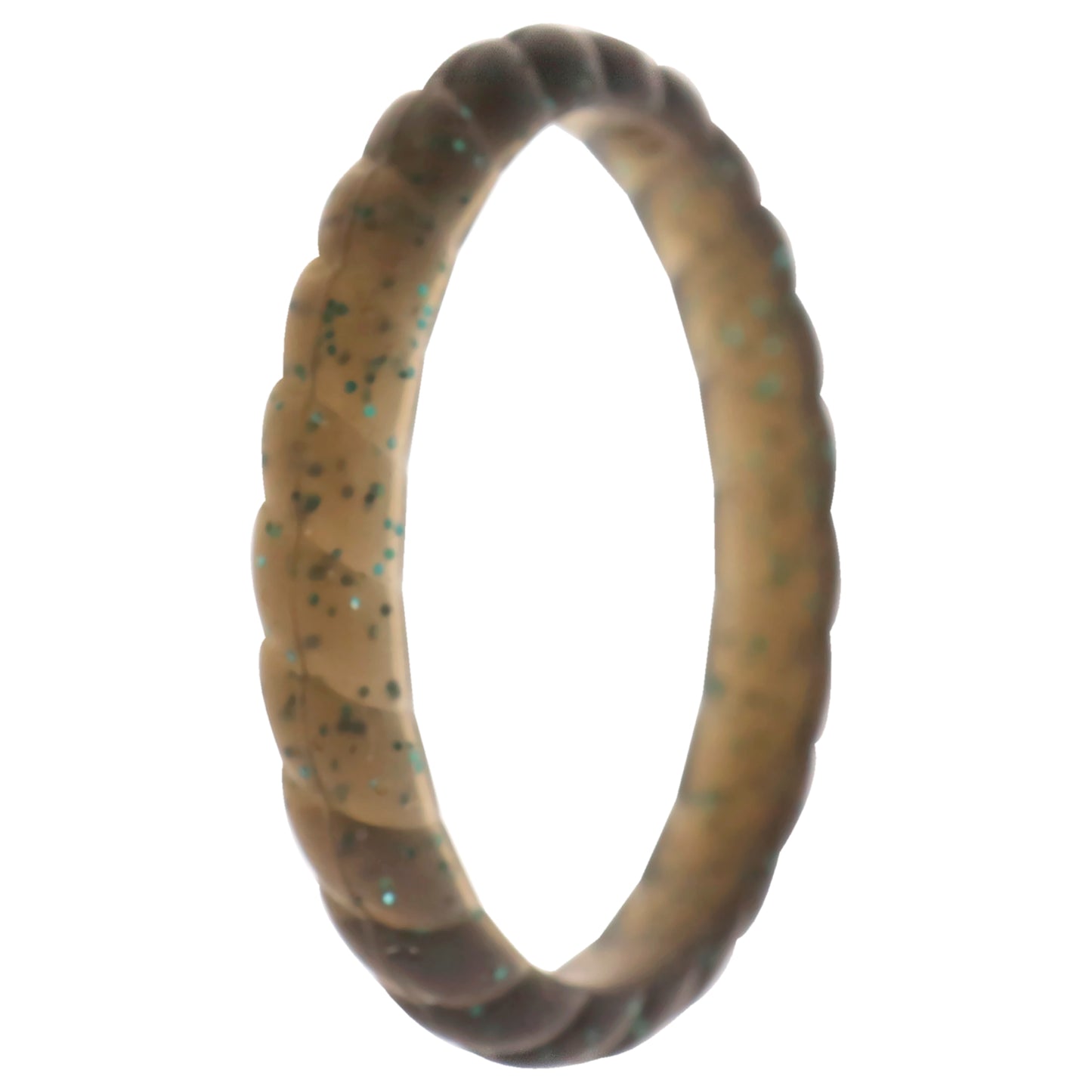Silicone Wedding Stackble Braided Single Ring - Black-Turquoise by ROQ for Women - 10 mm Ring