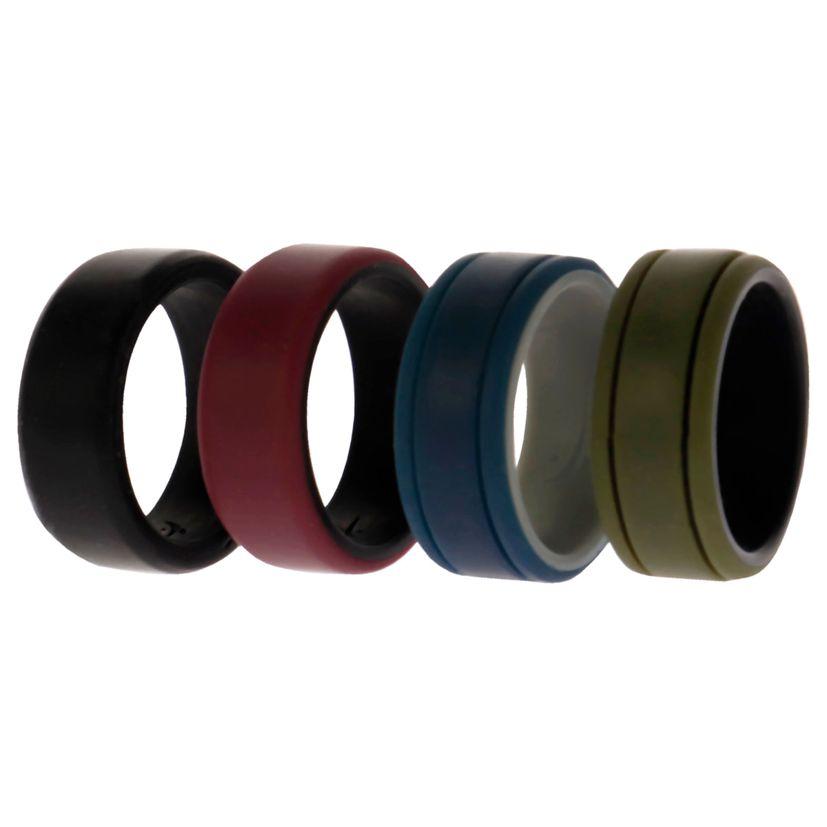 Silicone Wedding 2Layer Lines Ring Set - Bordo by ROQ for Men - 4 x 8 mm Ring