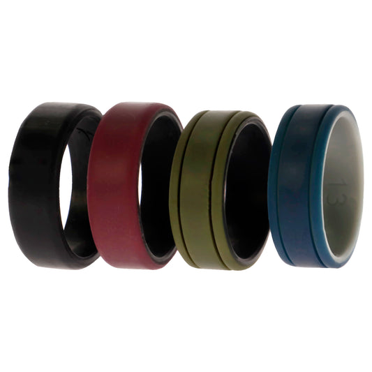 Silicone Wedding 2Layer Lines Ring Set - Bordo by ROQ for Men - 4 x 13 mm Ring