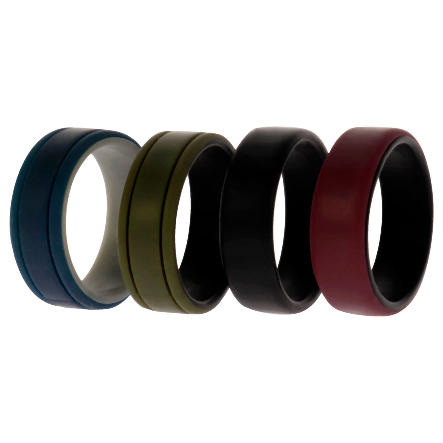 Silicone Wedding 2Layer Lines Ring Set - Bordo by ROQ for Men - 4 x 14 mm Ring