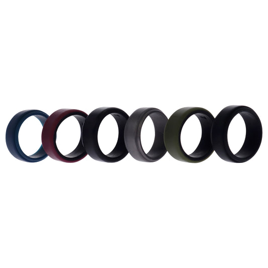 Silicone Wedding 2Layer Beveled 8mm Ring Set - Blue by ROQ for Men - 6 x 7 mm Ring