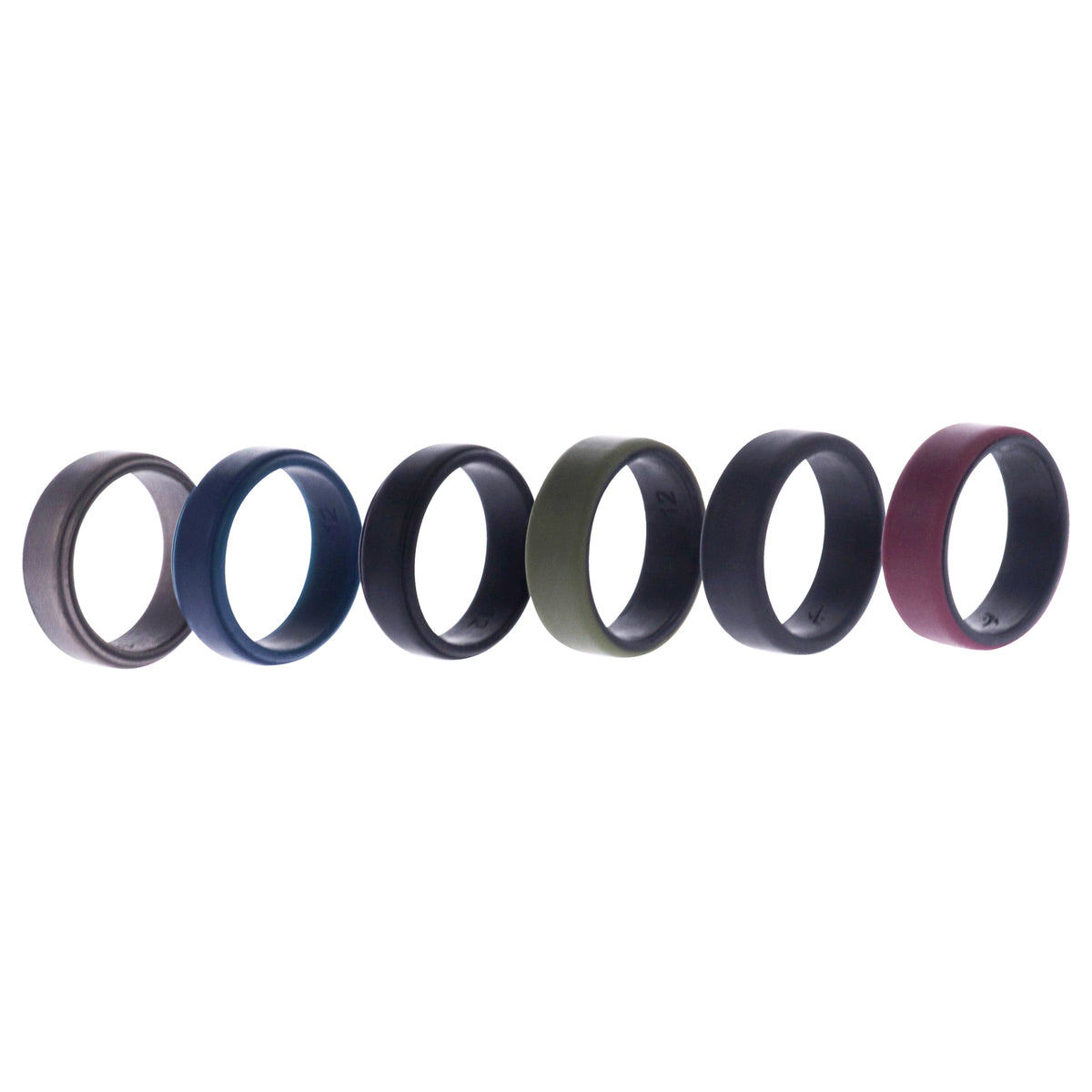 Silicone Wedding 2Layer Beveled 8mm Ring Set - Blue by ROQ for Men - 6 x 12 mm Ring