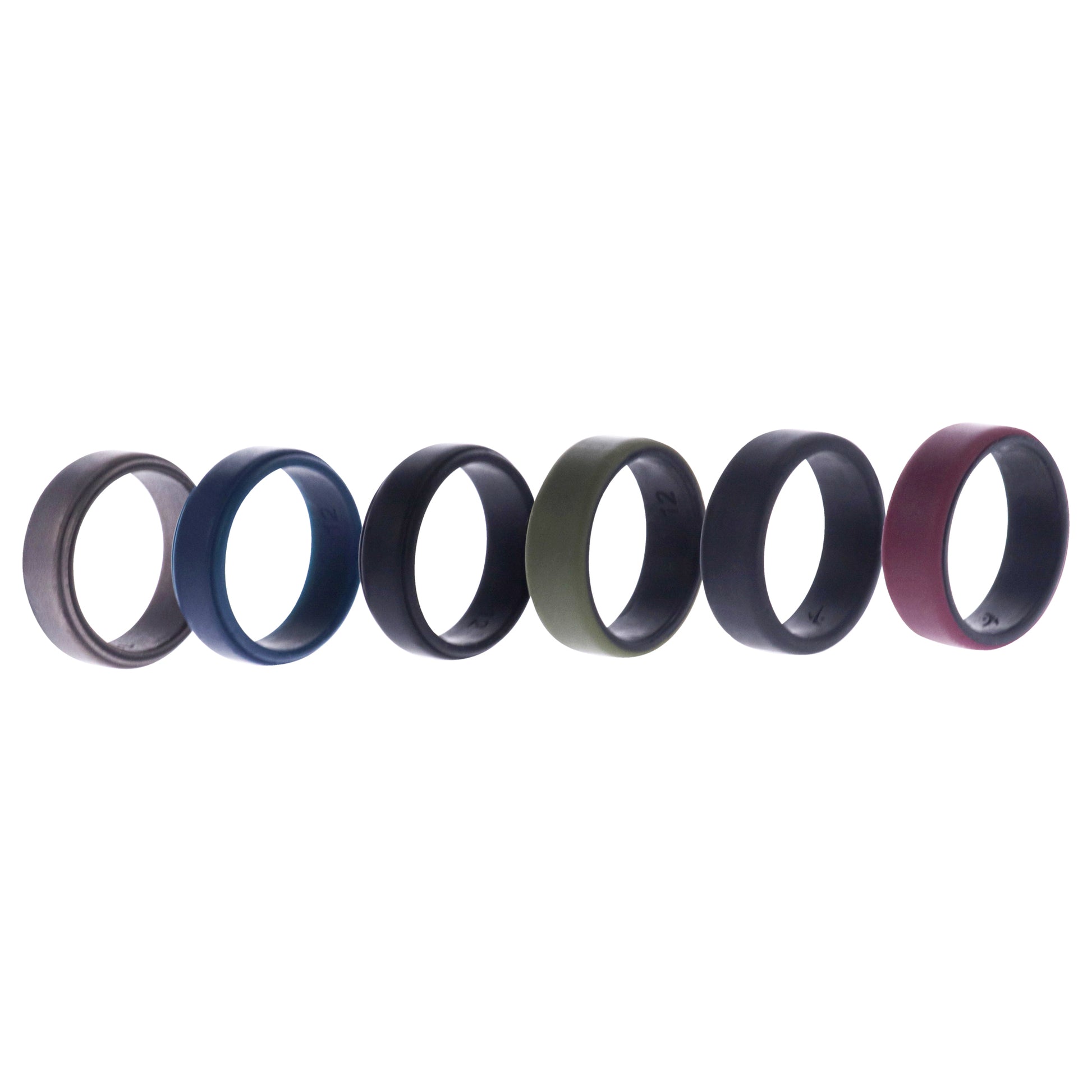 Silicone Wedding 2Layer Beveled 8mm Ring Set - Blue by ROQ for Men - 6 x 12 mm Ring
