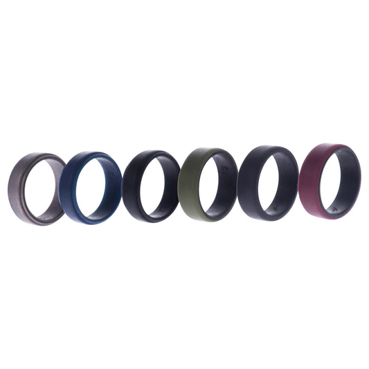Silicone Wedding 2Layer Beveled 8mm Ring Set - Blue by ROQ for Men - 6 x 12 mm Ring