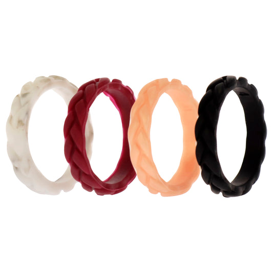 Silicone Wedding Leaves Ring Set - Bordo by ROQ for Women - 4 x 4 mm Ring