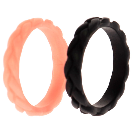 Silicone Wedding Leaves Ring Set - Metal-Pink by ROQ for Women - 2 x 4 mm Ring