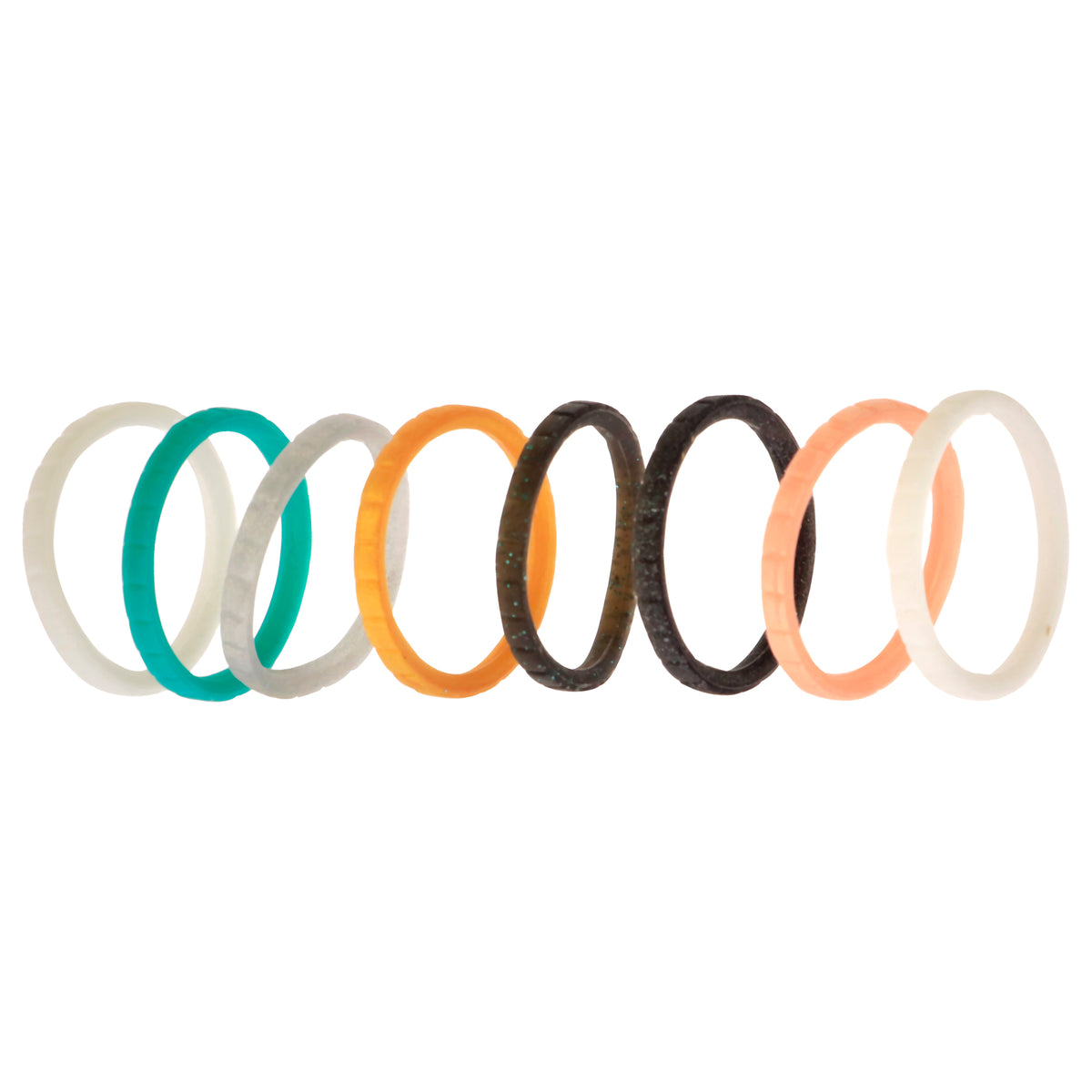 Silicone Wedding Stackble Lines Ring Set - Metal-Turquoise by ROQ for Women - 8 x 11 mm Ring