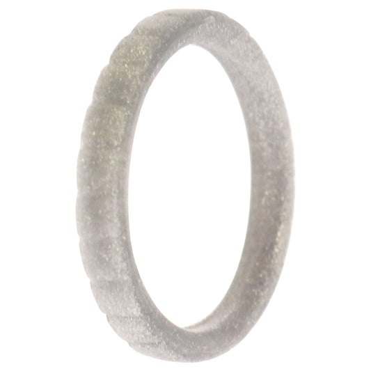 Silicone Wedding Stackble Lines Single Ring - Silver by ROQ for Women - 4 mm Ring