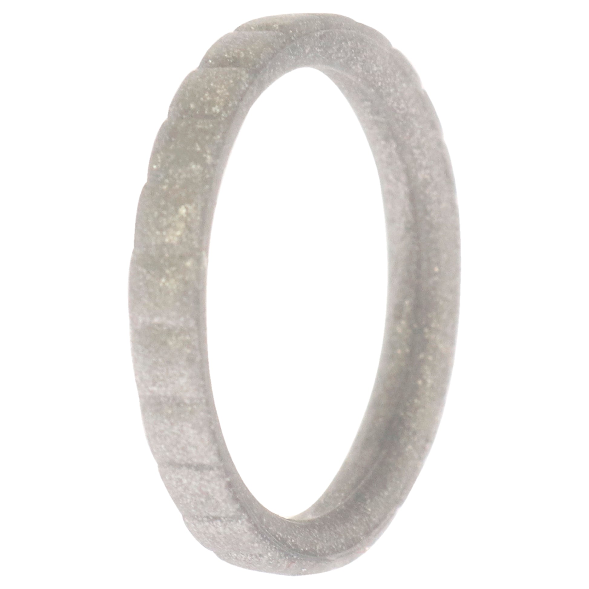 Silicone Wedding Stackble Lines Single Ring - Silver by ROQ for Women - 5 mm Ring