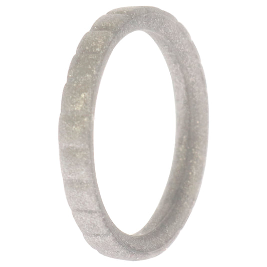 Silicone Wedding Stackble Lines Single Ring - Silver by ROQ for Women - 5 mm Ring
