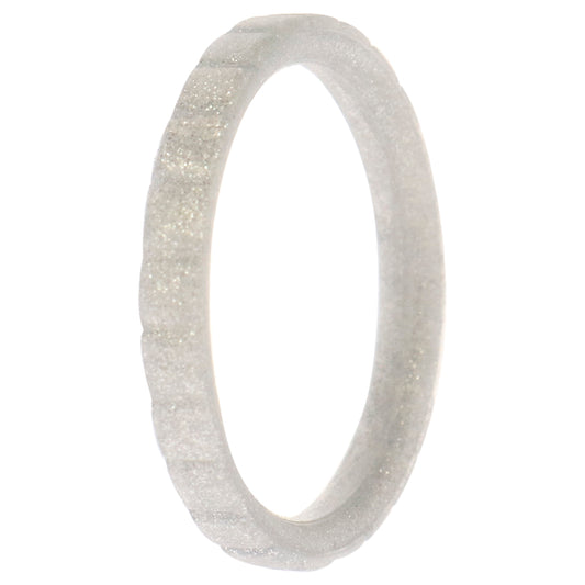 Silicone Wedding Stackble Lines Single Ring - Silver by ROQ for Women - 7 mm Ring