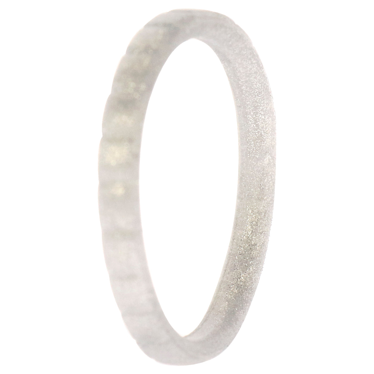 Silicone Wedding Stackble Lines Single Ring - Silver by ROQ for Women - 9 mm Ring