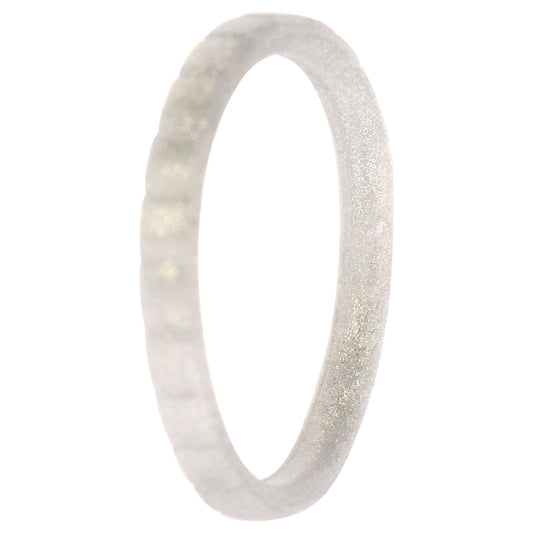 Silicone Wedding Stackble Lines Single Ring - Silver by ROQ for Women - 9 mm Ring