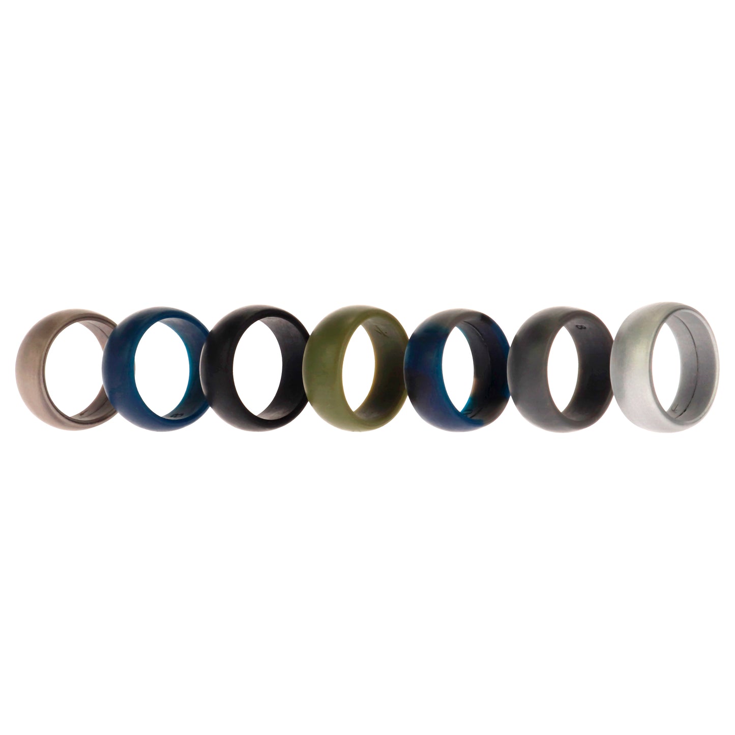 Silicone Wedding Ring Set - Metal-Camo by ROQ for Men - 7 x 8 mm Ring