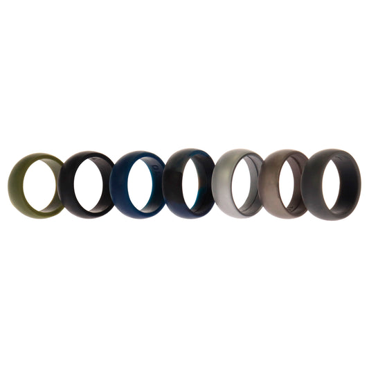 Silicone Wedding Ring Set - Metal-Camo by ROQ for Men - 7 x 10 mm Ring
