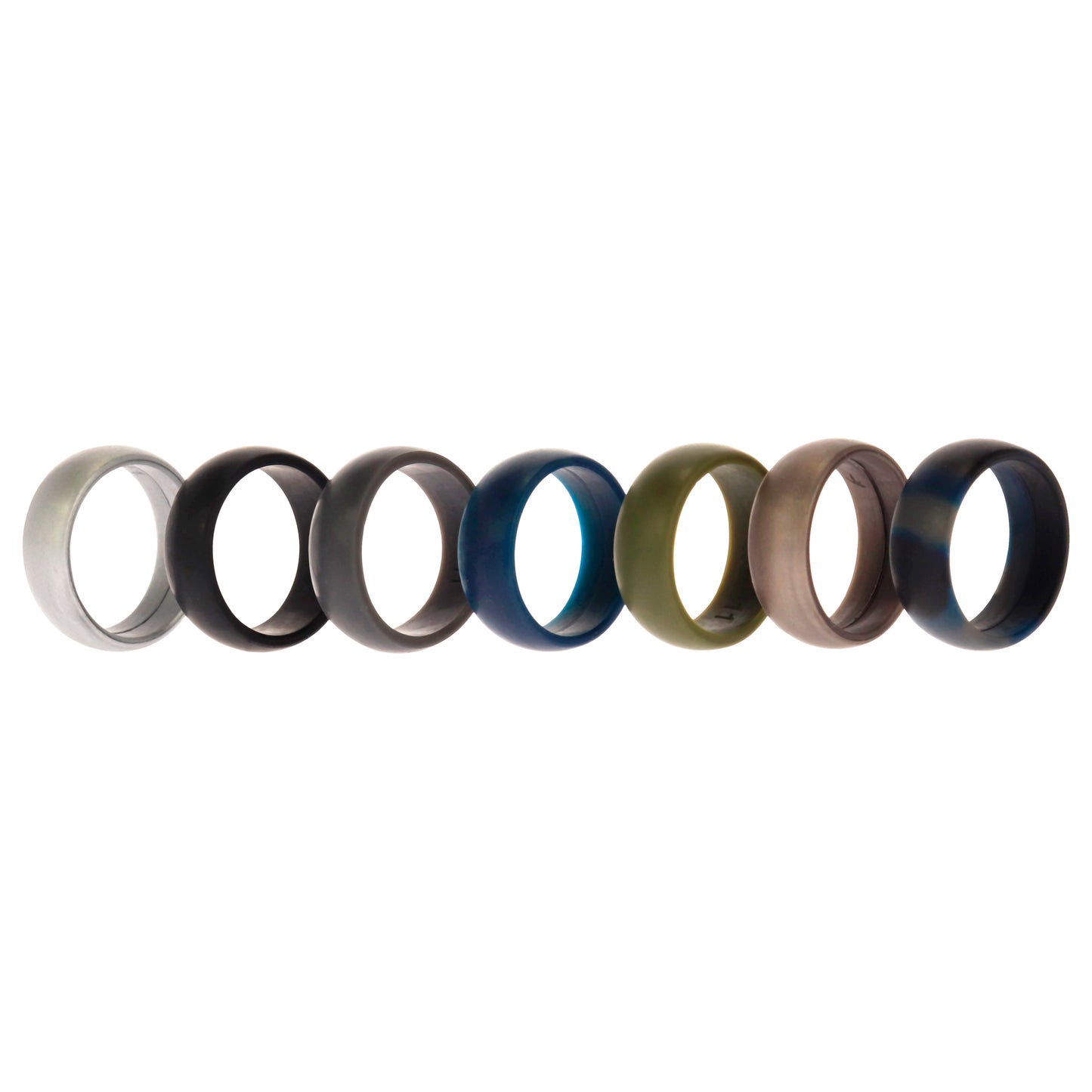 Silicone Wedding Ring Set - Metal-Camo by ROQ for Men - 7 x 11 mm Ring