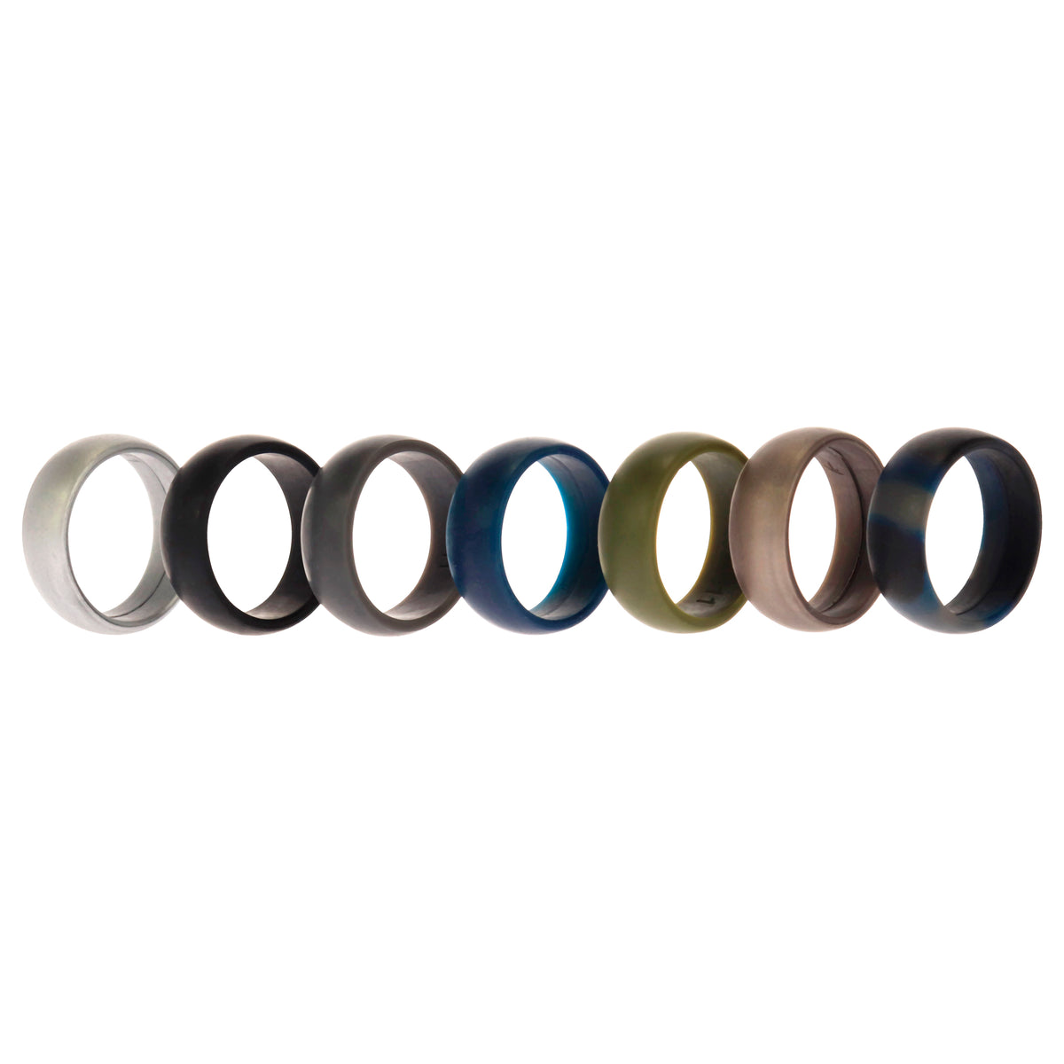 Silicone Wedding Ring Set - Metal-Camo by ROQ for Men - 7 x 11 mm Ring