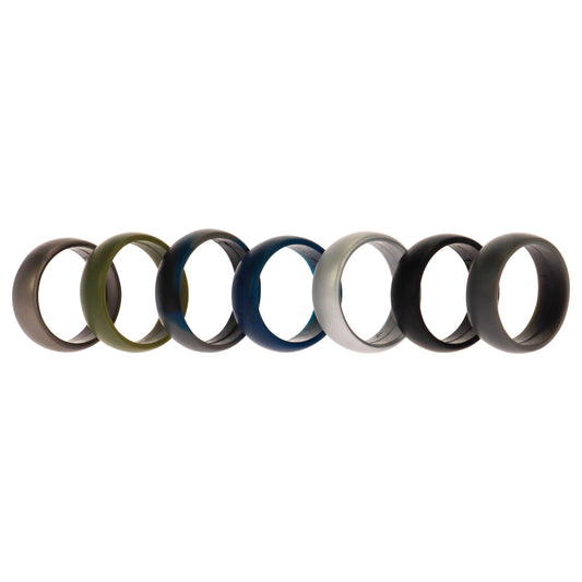 Silicone Wedding Ring Set - Metal-Camo by ROQ for Men - 7 x 13 mm Ring