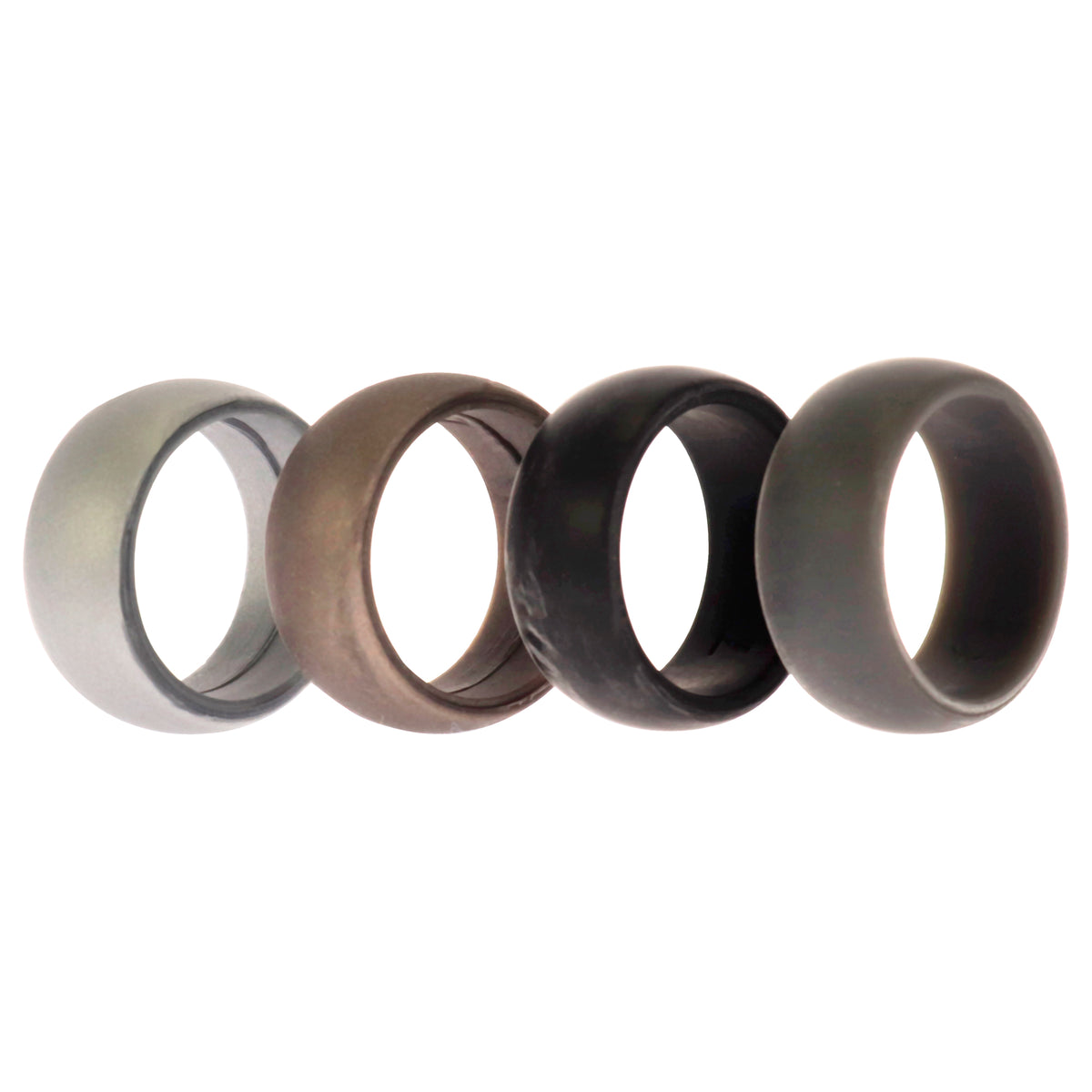 Silicone Wedding Ring Set - Metal-Silver by ROQ for Men - 4 x 7 mm Ring