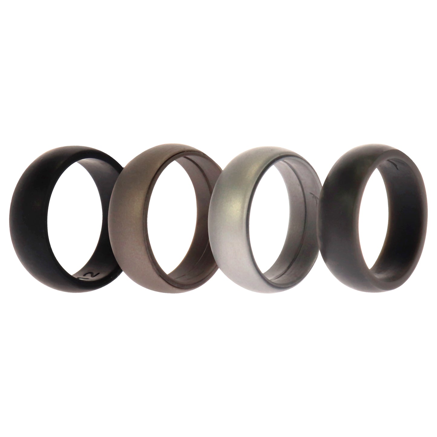 Silicone Wedding Ring Set - Metal-Silver by ROQ for Men - 4 x 12 mm Ring