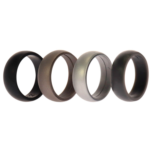 Silicone Wedding Ring Set - Metal-Silver by ROQ for Men - 4 x 12 mm Ring