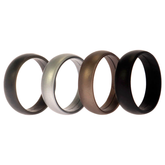 Silicone Wedding Ring Set - Metal-Silver by ROQ for Men - 4 x 16 mm Ring